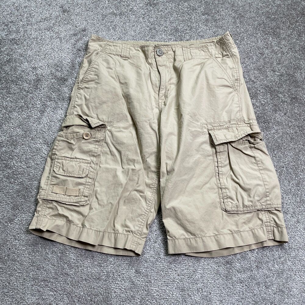 Guess Cargo Shorts Mens 32 Brown Cotton Casual Outdoor Fishing Hiking 34x12.5